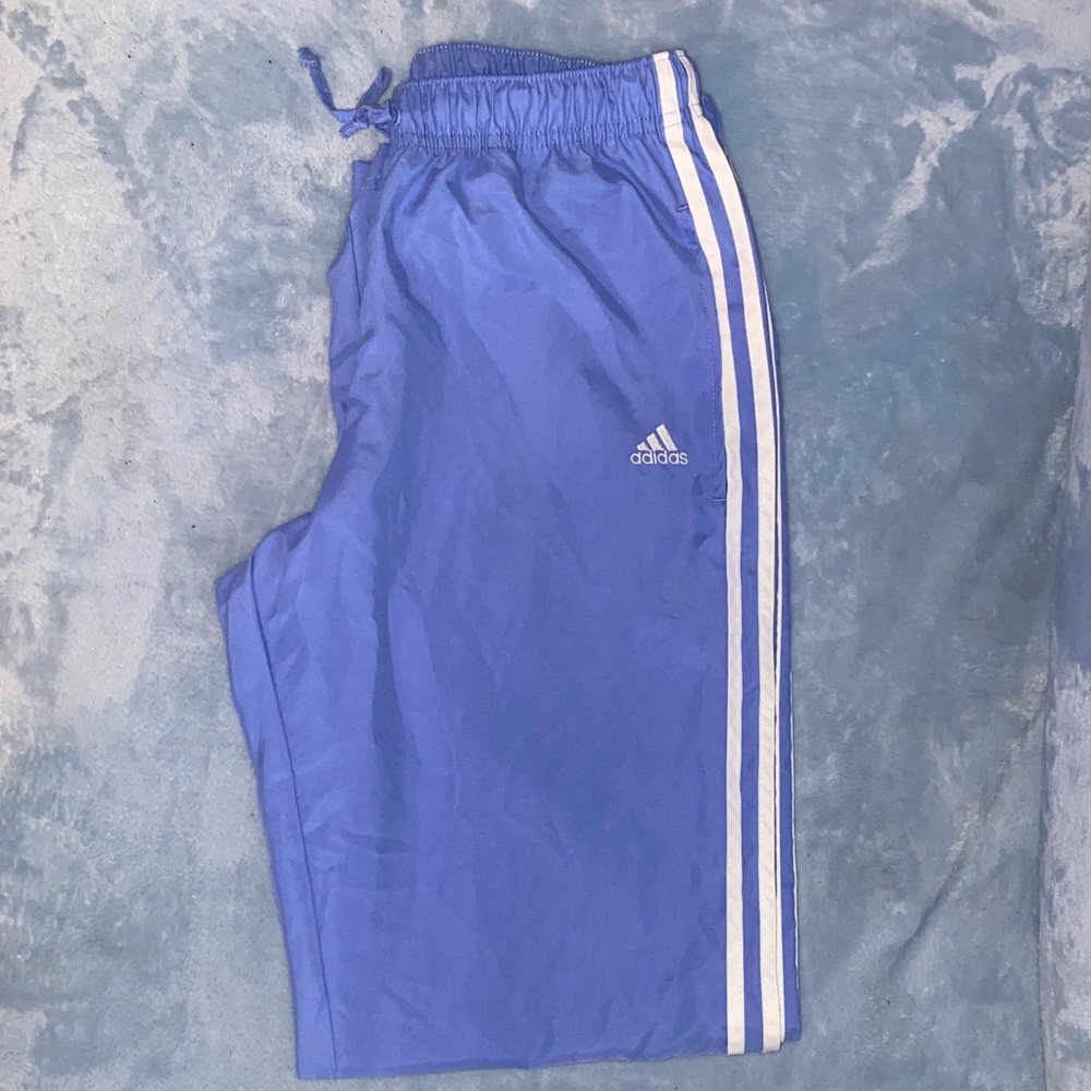 Vintage Adidas Light Blue track suit with White Stripes